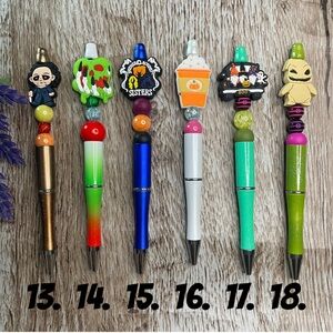 Handcrafted Halloween Skull Pens Beaded Unique Artisan Gifts Office Accessory